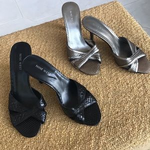NEW!!! Nine West kitten heels black or silver sz 7